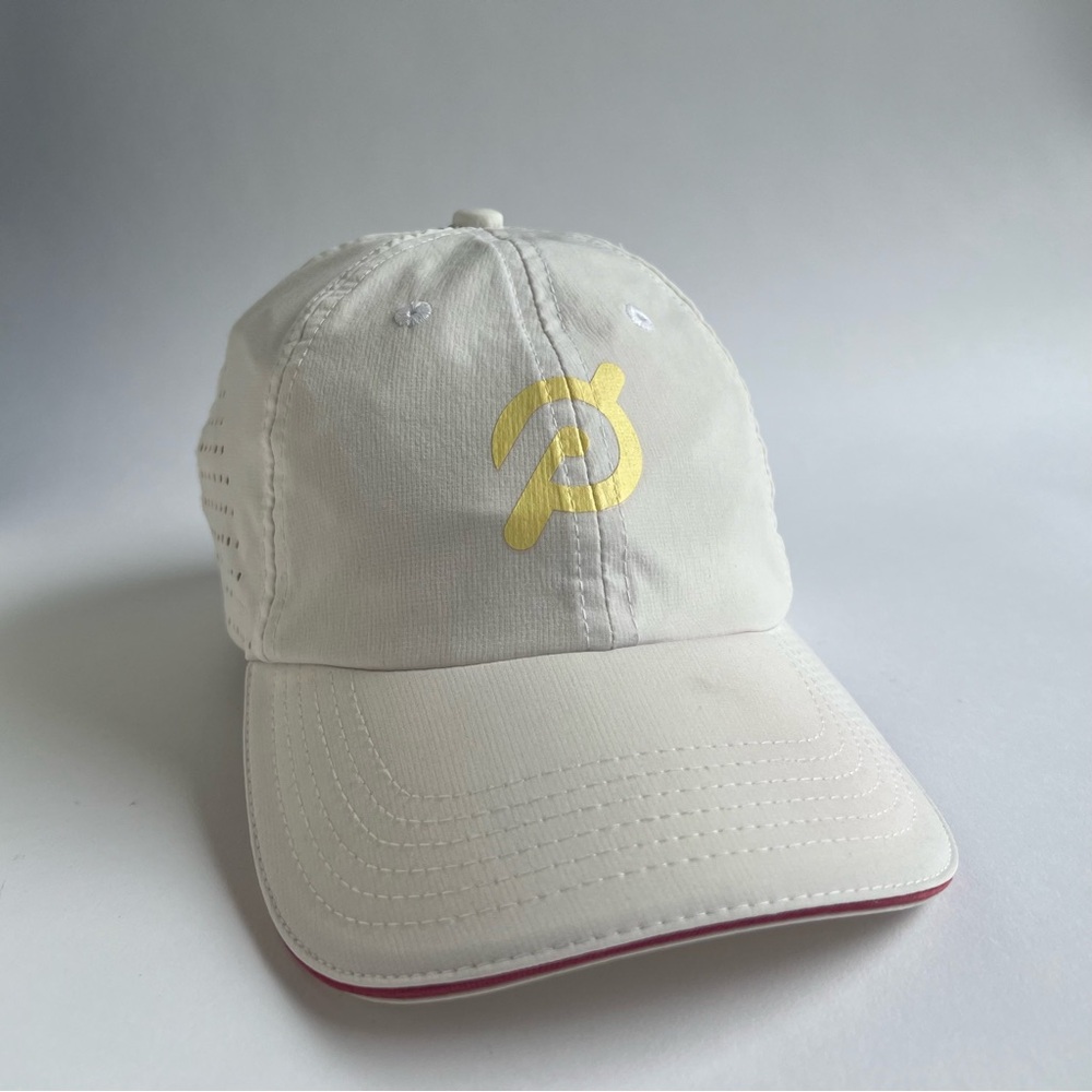 Peloton white exercise hat